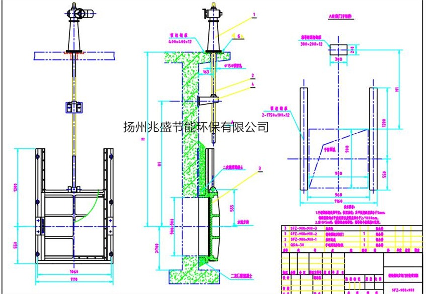 DN900铸铁方闸门安装缩略图2