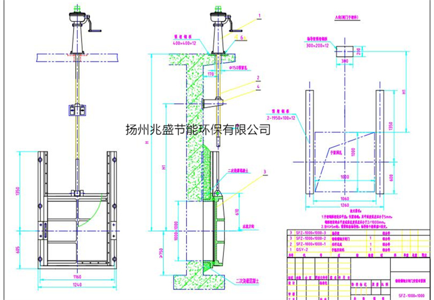 SFZ1000铸铁方闸门安装